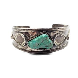Old Mexico 925 Chunky Turquoise Cuff Bracelet 7.25